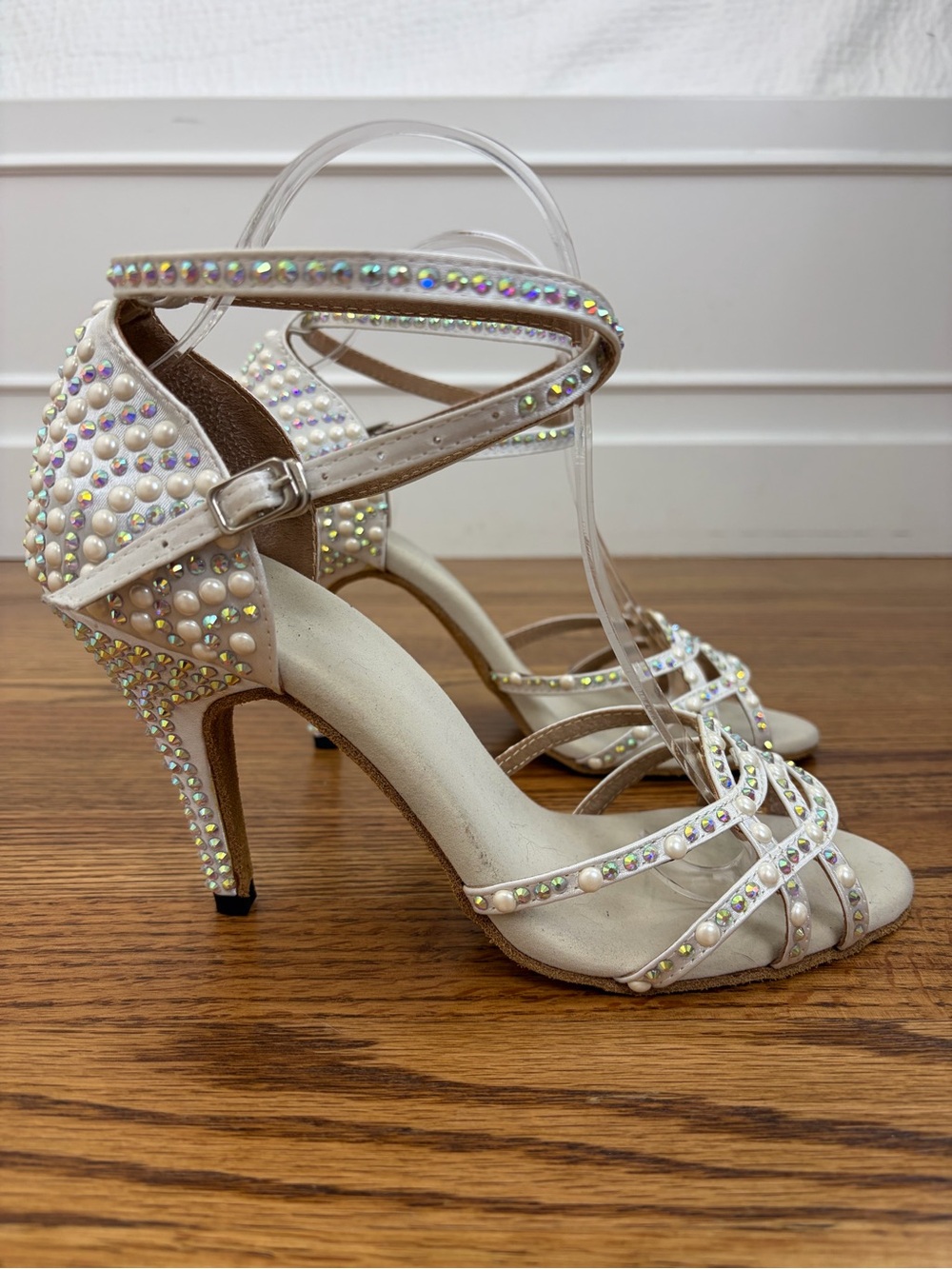 Satin Customized Heel Latin Shoes Salsa Shoes Ballroom Dance Shoes (8.5) - Picture 6 of 14